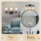 Espird Black Bathroom Vanity Light - 3 Light Bathroom Light Fixture Square Design & UL Certification, Bathroom Lighting Fixtures Over Mirror, Modern Matte Black Vanity Light for Bathroom & Restroom - Grand Goldman