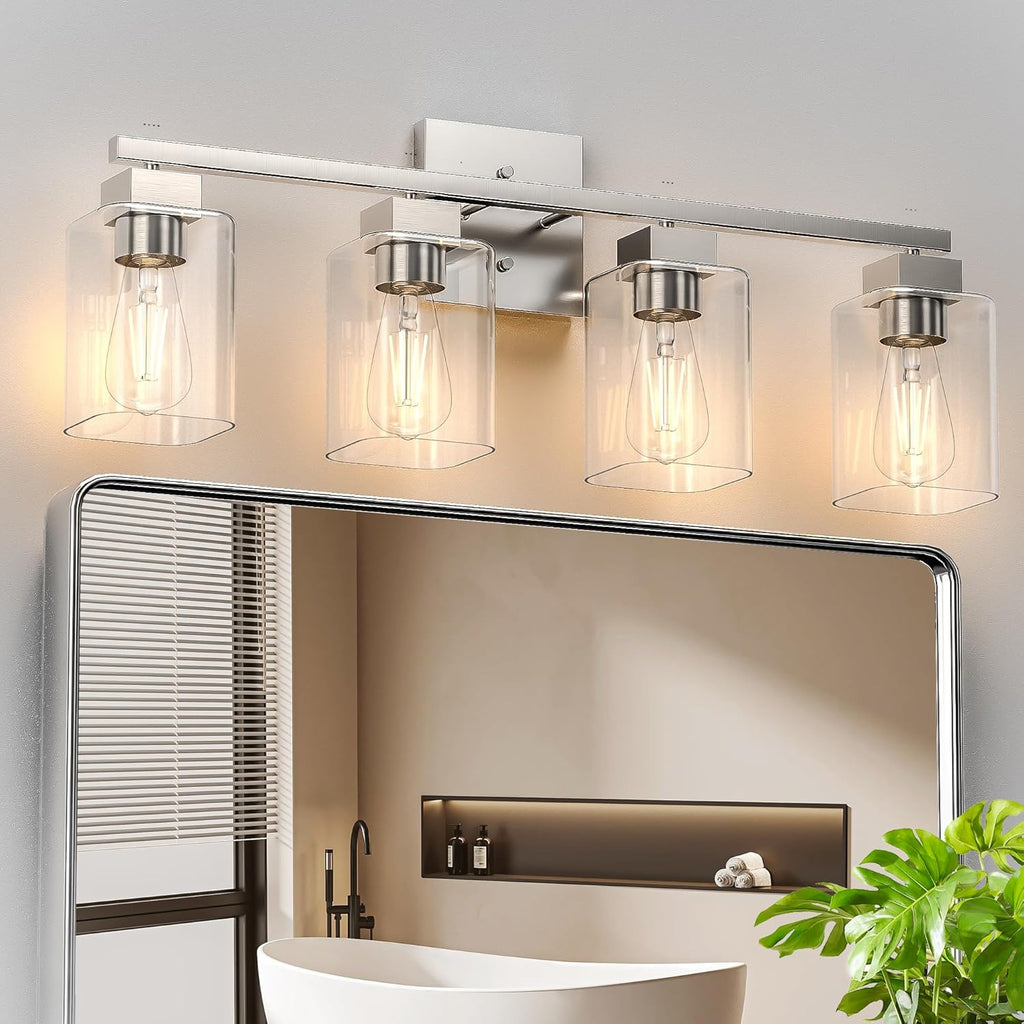 Espird Black Bathroom Vanity Light - 3 Light Bathroom Light Fixture Square Design & UL Certification, Bathroom Lighting Fixtures Over Mirror, Modern Matte Black Vanity Light for Bathroom & Restroom - Grand Goldman