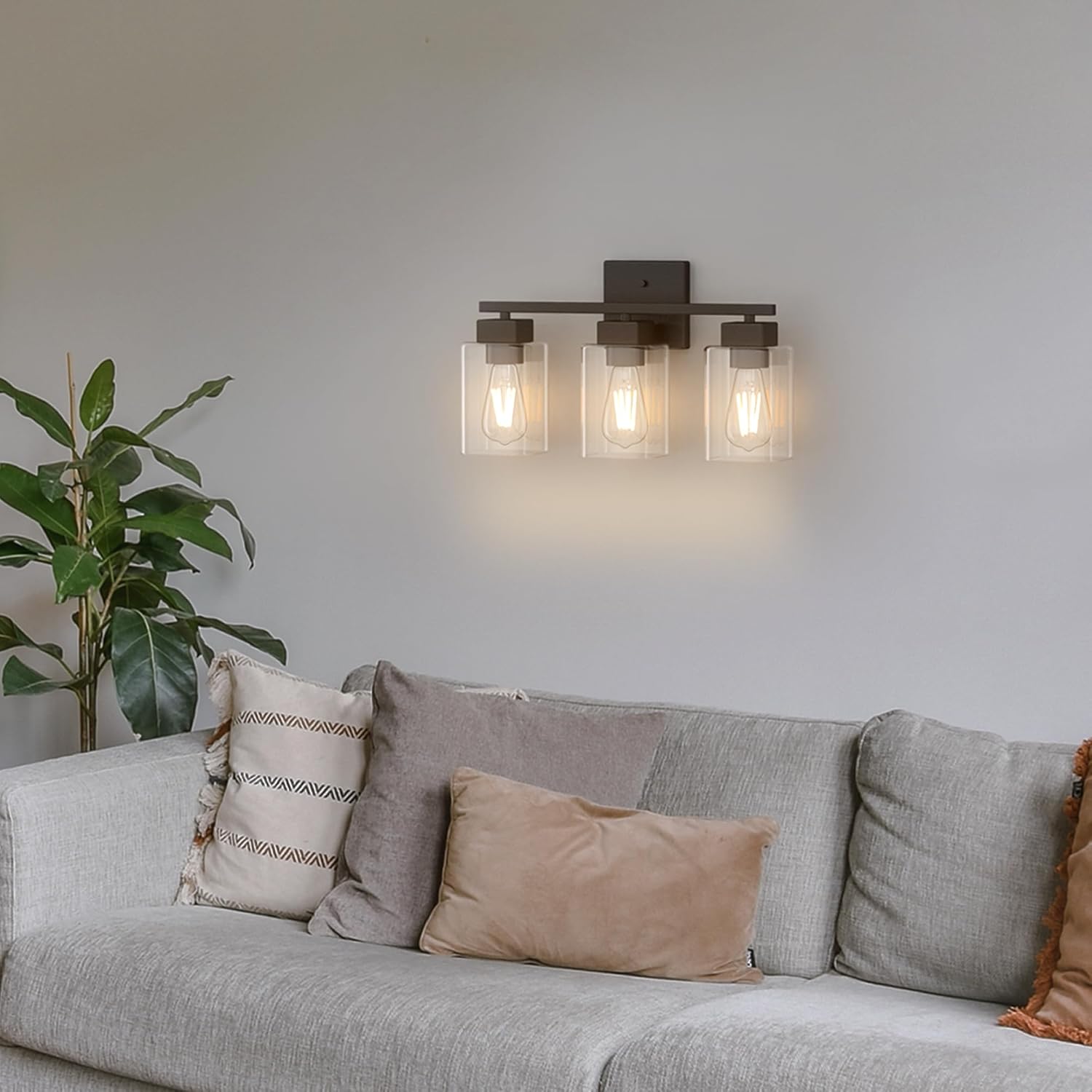 Espird Black Bathroom Vanity Light - 3 Light Bathroom Light Fixture Square Design & UL Certification, Bathroom Lighting Fixtures Over Mirror, Modern Matte Black Vanity Light for Bathroom & Restroom - Grand Goldman