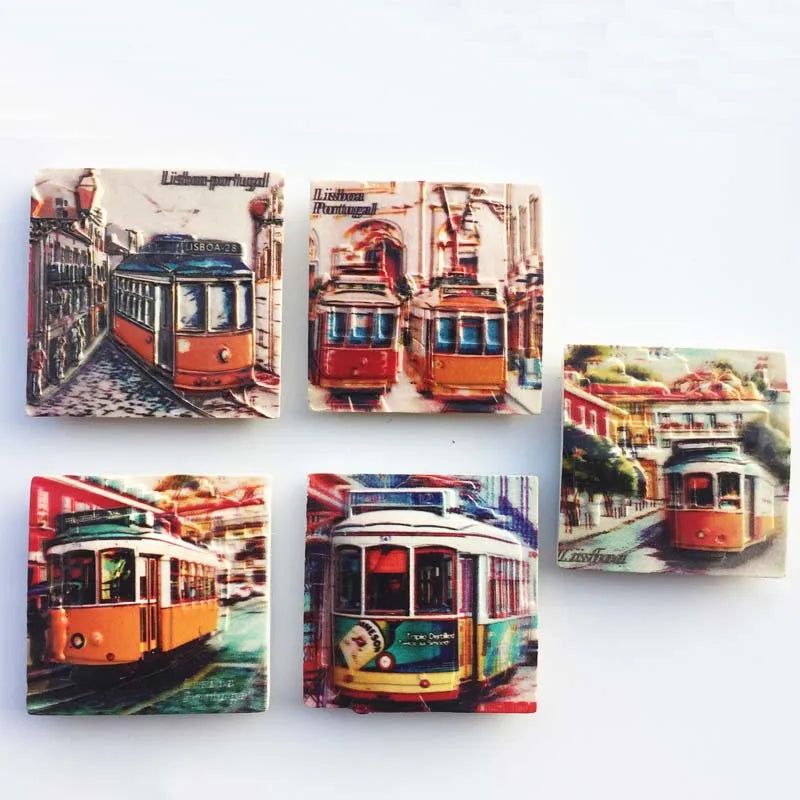 Europe Portuga Fridge Magnets Lisbon Tram Creative Tourist Souvenirs Magnetic Refrigerator Stickers Kitchen Decor Travel Gifts - Grand Goldman