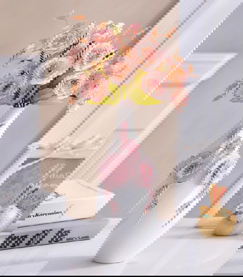 Europe Gilt Frosted Porcelain Vase Vintage Advanced Ceramic Flower Vase For Room Study Hallway Home Wedding Decor With Flower - Grand Goldman