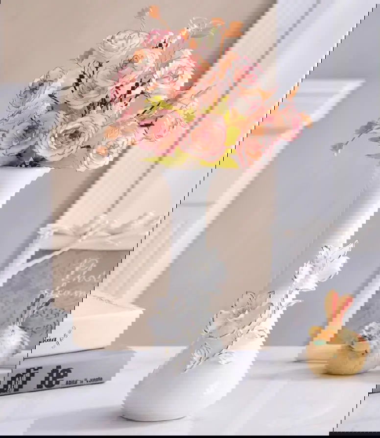 Europe Gilt Frosted Porcelain Vase Vintage Advanced Ceramic Flower Vase For Room Study Hallway Home Wedding Decor With Flower - Grand Goldman