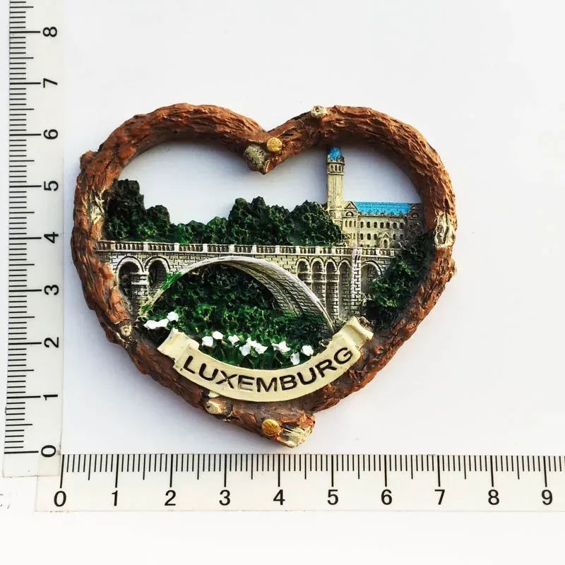 European Luxembourg Landmark Fridge Magnets Heart Shape Tourism Memorial Magnetic Stickers for Refrigeraters Decorative Crafts - Grand Goldman
