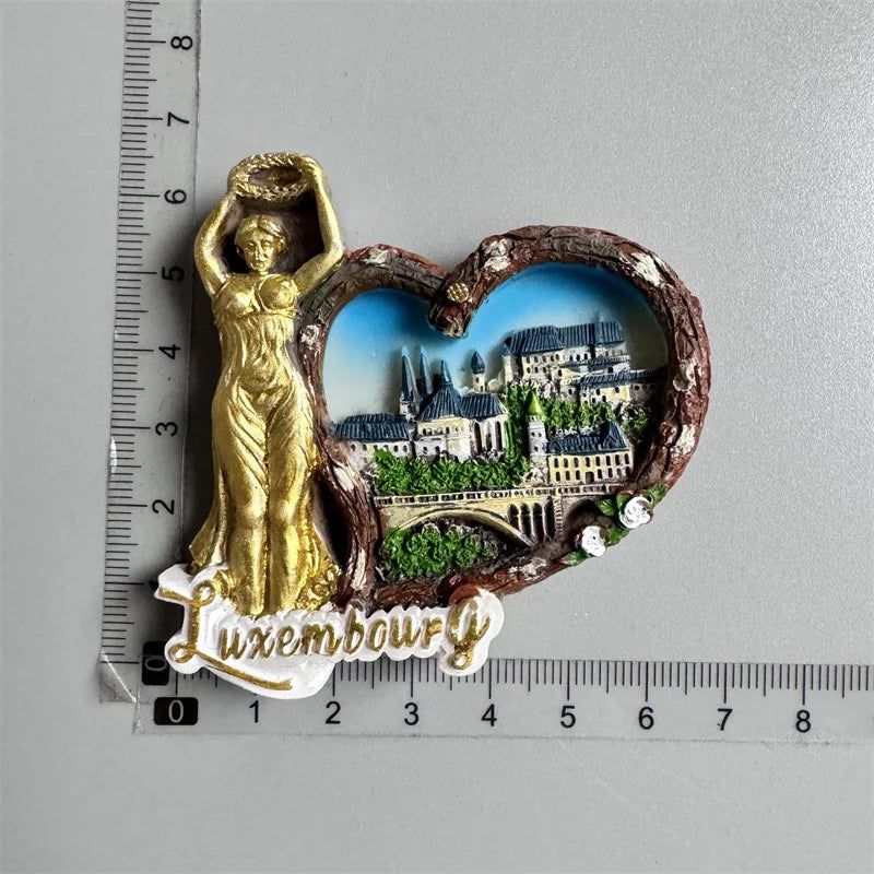 European Luxembourg Landmark Fridge Magnets Heart Shape Tourism Memorial Magnetic Stickers for Refrigeraters Decorative Crafts - Grand Goldman