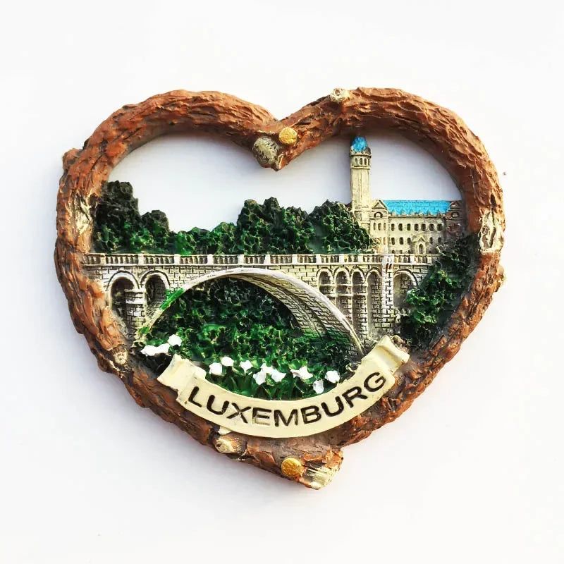 European Luxembourg Landmark Fridge Magnets Heart Shape Tourism Memorial Magnetic Stickers for Refrigeraters Decorative Crafts - Grand Goldman