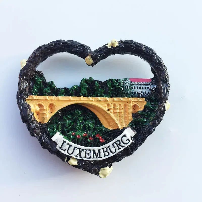 European Luxembourg Landmark Fridge Magnets Heart Shape Tourism Memorial Magnetic Stickers for Refrigeraters Decorative Crafts - Grand Goldman
