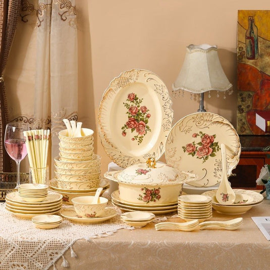 European-style Ceramic Tableware Household Rice Bowl Soup Bowl Bowl Dish & Plate Fruit Plate Dim Sum Plate - Grand Goldman