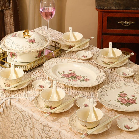 European-style Ceramic Tableware Household Rice Bowl Soup Bowl Bowl Dish & Plate Fruit Plate Dim Sum Plate - Grand Goldman