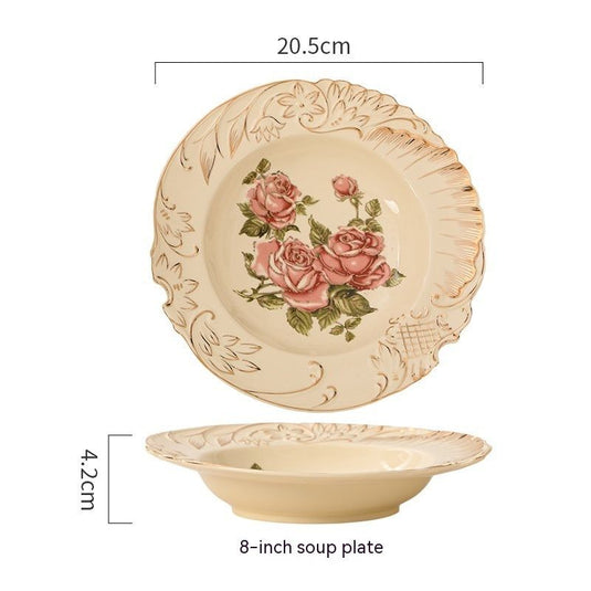 European-style Ceramic Tableware Household Rice Bowl Soup Bowl Bowl Dish & Plate Fruit Plate Dim Sum Plate - Grand Goldman