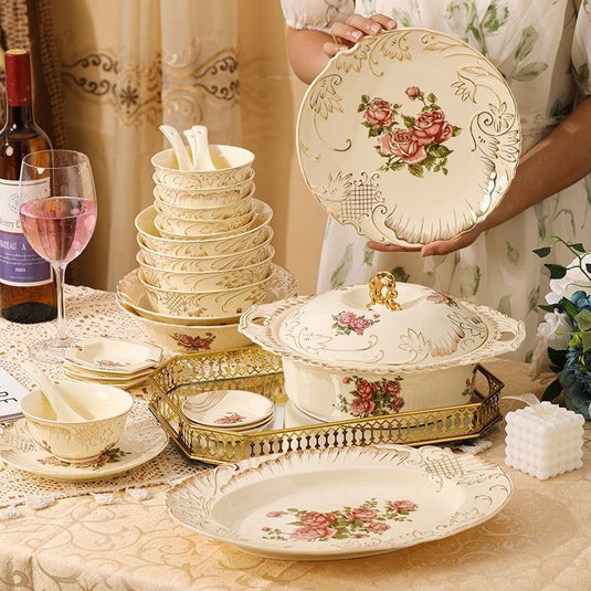 European-style Ceramic Tableware Household Rice Bowl Soup Bowl Bowl Dish & Plate Fruit Plate Dim Sum Plate - Grand Goldman