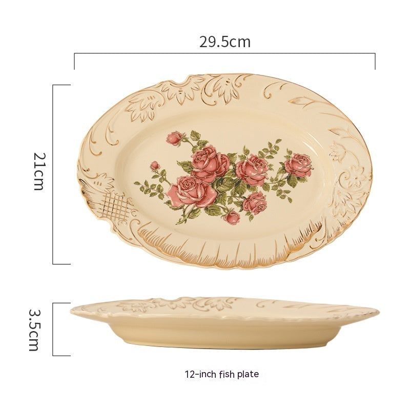European-style Ceramic Tableware Household Rice Bowl Soup Bowl Bowl Dish & Plate Fruit Plate Dim Sum Plate - Grand Goldman