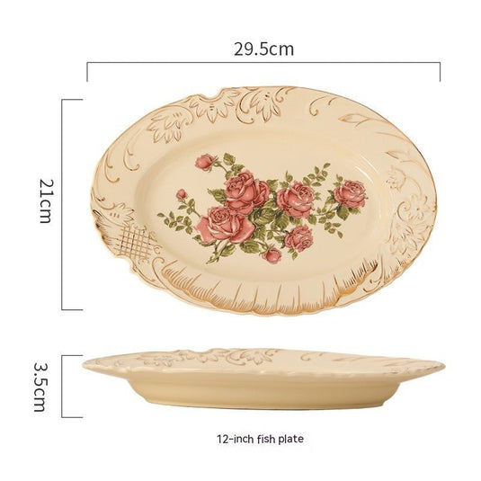 European-style Ceramic Tableware Household Rice Bowl Soup Bowl Bowl Dish & Plate Fruit Plate Dim Sum Plate - Grand Goldman