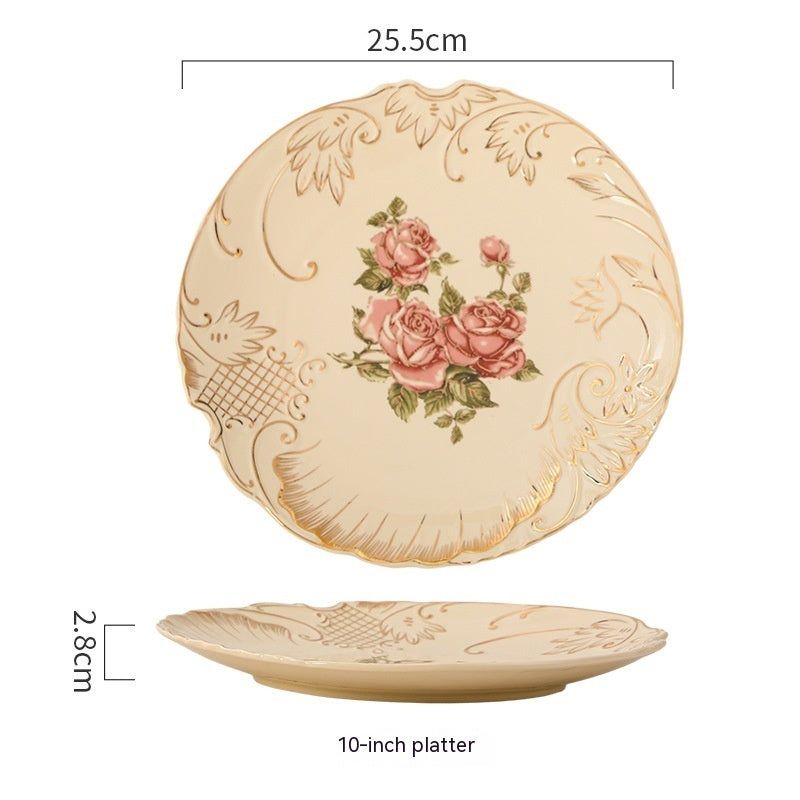 European-style Ceramic Tableware Household Rice Bowl Soup Bowl Bowl Dish & Plate Fruit Plate Dim Sum Plate - Grand Goldman