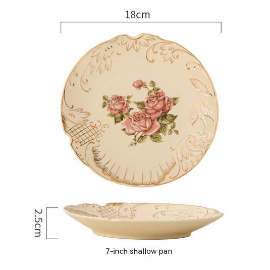 European-style Ceramic Tableware Household Rice Bowl Soup Bowl Bowl Dish & Plate Fruit Plate Dim Sum Plate - Grand Goldman