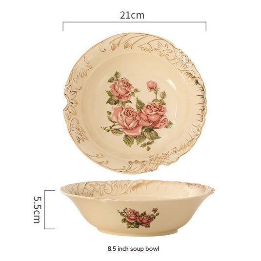 European-style Ceramic Tableware Household Rice Bowl Soup Bowl Bowl Dish & Plate Fruit Plate Dim Sum Plate - Grand Goldman