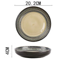 European Ceramic Tableware Set Relief Steak Plate Salad Bowl Rice Bowl Western Restaurant Fish Plate Cup - Grand Goldman