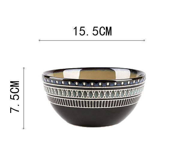 European Ceramic Tableware Set Relief Steak Plate Salad Bowl Rice Bowl Western Restaurant Fish Plate Cup - Grand Goldman