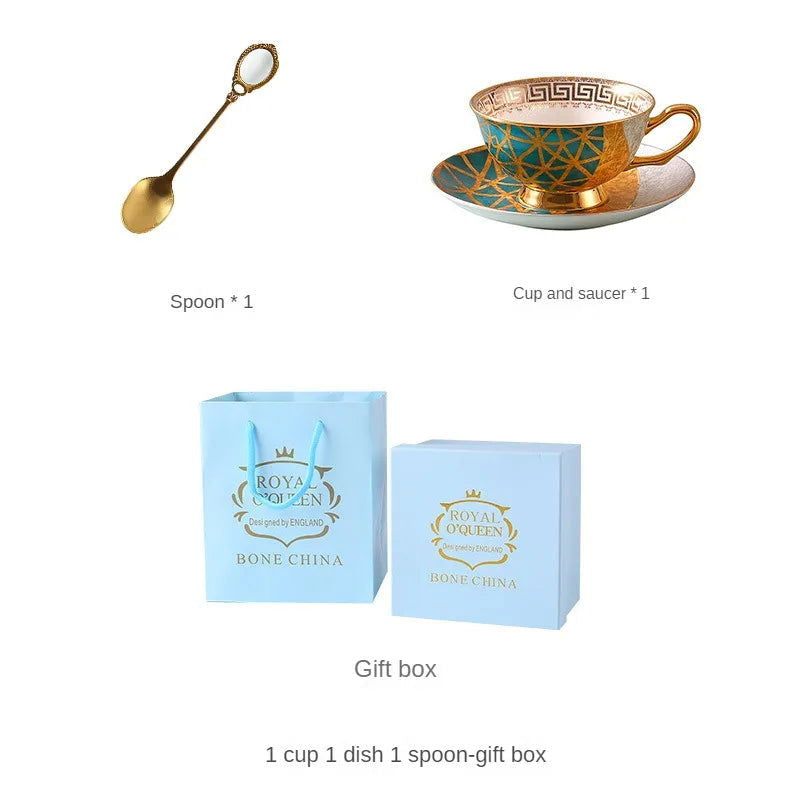 European Coffee Set Bone China Coffee Cup And Saucer Set Retro Luxury Porcelain Cup For Birthday Gift Couple Set With Gift Box - Grand Goldman