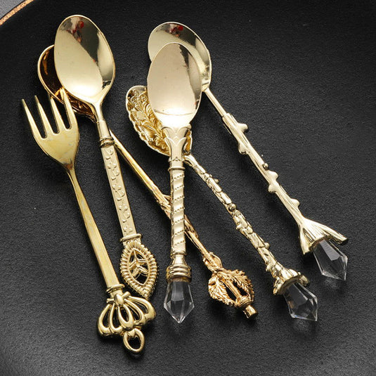 European Cutlery 6 Set Fruit Fork Retro Decoration - Grand Goldman