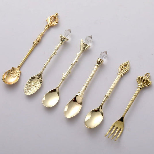 European Cutlery 6 Set Fruit Fork Retro Decoration - Grand Goldman