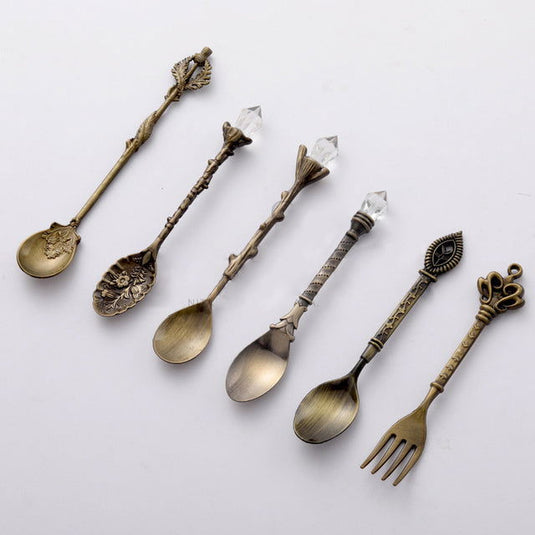 European Cutlery 6 Set Fruit Fork Retro Decoration - Grand Goldman