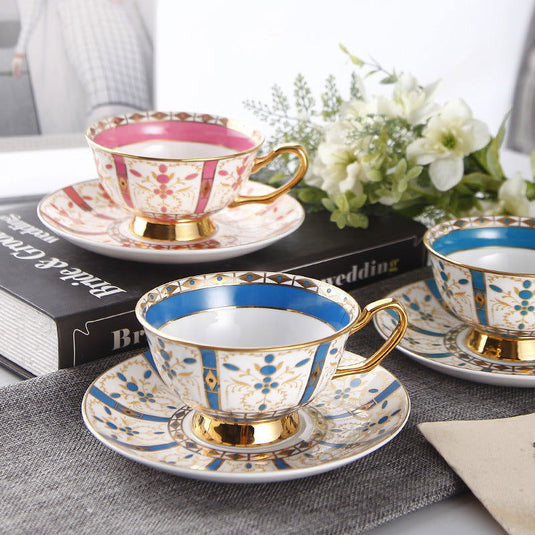 European Small Luxury Coffee Cup Set Bone China Tea Set Ceramic English Phnom Penh Black Tea Cup Flower Tea Cup - Grand Goldman