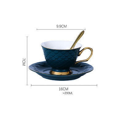 European Style Embossed Ceramic Coffee Cup - Grand Goldman