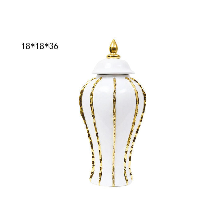 European Style Light Luxury Electroplated Ceramic Vase - Grand Goldman