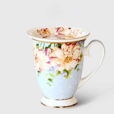 European Style Mug Ceramic Large Capacity Bone China Water Cup With Lid Breakfast Cup Milk Coffee Cup - Grand Goldman