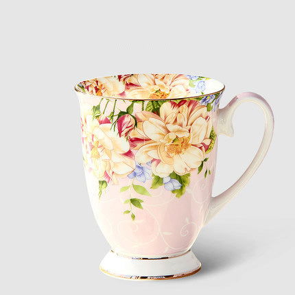 European Style Mug Ceramic Large Capacity Bone China Water Cup With Lid Breakfast Cup Milk Coffee Cup - Grand Goldman