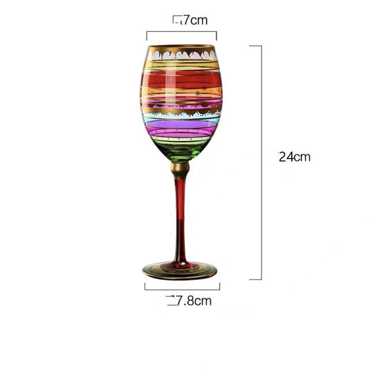 European Style Painted Red Wine Glass Goblet - Grand Goldman