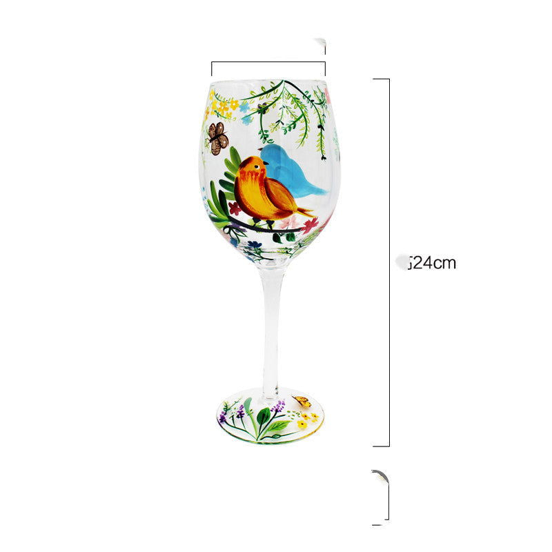 European Style Painted Red Wine Glass Goblet - Grand Goldman