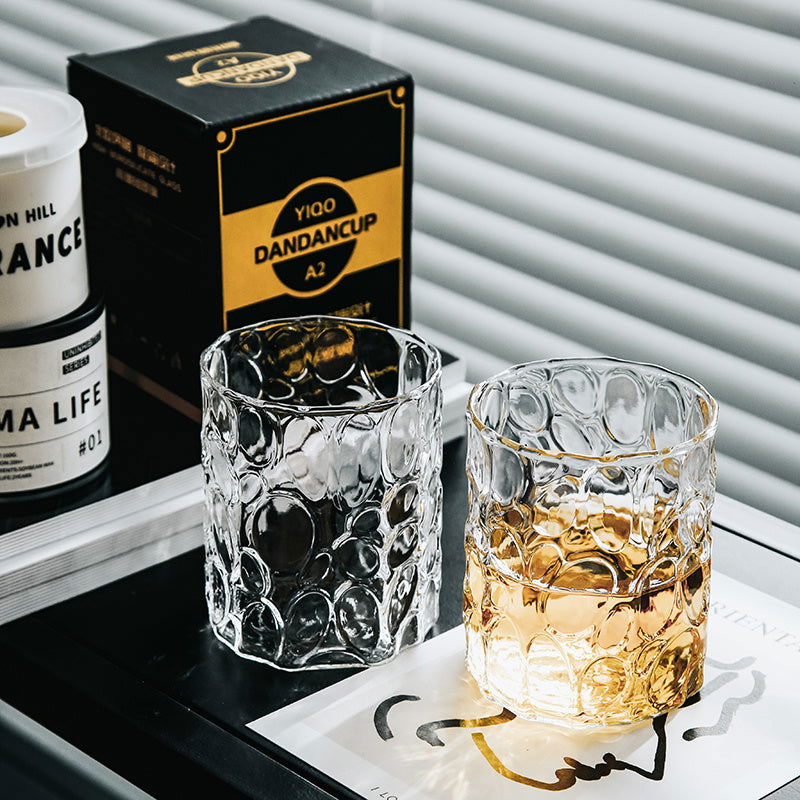 European Style Simple Style Gilt Rim Glass Thick Embossed Glass Home Whiskey Glass Transparent Foreign Wine Glass - Grand Goldman