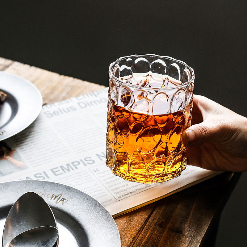 European Style Simple Style Gilt Rim Glass Thick Embossed Glass Home Whiskey Glass Transparent Foreign Wine Glass - Grand Goldman