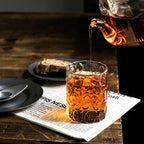 European Style Simple Style Gilt Rim Glass Thick Embossed Glass Home Whiskey Glass Transparent Foreign Wine Glass - Grand Goldman