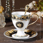 European Style Small Luxury Bone China Coffee Cup Saucer British Court - Grand Goldman