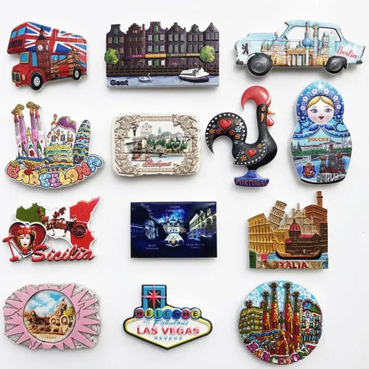 European Travel Collection Italy Spain USA Netherlands Portugal travel souvenir craft gifts UV magnetic refrigerator sticker - Grand Goldman