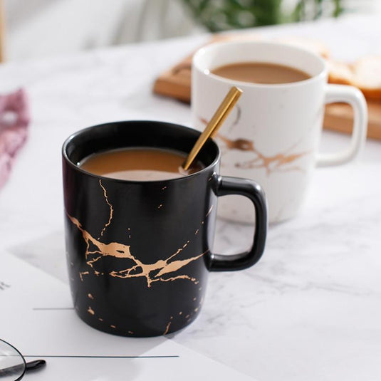 European style golden marbled ceramic cup - Grand Goldman