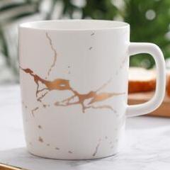 European style golden marbled ceramic cup - Grand Goldman