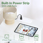 Everyday Side Table with Fast Charging Station - USB C Cable Fast Charging, Wooden White Nightstand Bedside Table with Drawer, End Table with Optional Adjustable Shelf for Bedroom, Set of 1 - Grand Goldman