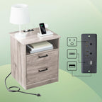 Everyday Side Table with Fast Charging Station - USB C Cable Fast Charging, Wooden White Nightstand Bedside Table with Drawer, End Table with Optional Adjustable Shelf for Bedroom, Set of 1 - Grand Goldman