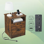 Everyday Side Table with Fast Charging Station - USB C Cable Fast Charging, Wooden White Nightstand Bedside Table with Drawer, End Table with Optional Adjustable Shelf for Bedroom, Set of 1 - Grand Goldman