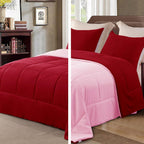 Exclusivo Mezcla Lightweight Reversible 2-Piece Comforter Set All Seasons, Down Alternative Comforter with 1 Pillow Sham, Twin Size, Hot Pink/Bright Pink - Grand Goldman