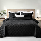Exclusivo Mezcla Soft Quilt Set Queen Full Size, 3 Pieces Lightweight Quilts Grey Bedspreads Coverlets Bedding Set for All Seasons, Weave Pattern - Grand Goldman