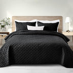Exclusivo Mezcla Soft Quilt Set Queen Full Size, 3 Pieces Lightweight Quilts Grey Bedspreads Coverlets Bedding Set for All Seasons, Weave Pattern - Grand Goldman