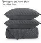 Exclusivo Mezcla Soft Quilt Set Queen Full Size, 3 Pieces Lightweight Quilts Grey Bedspreads Coverlets Bedding Set for All Seasons, Weave Pattern - Grand Goldman