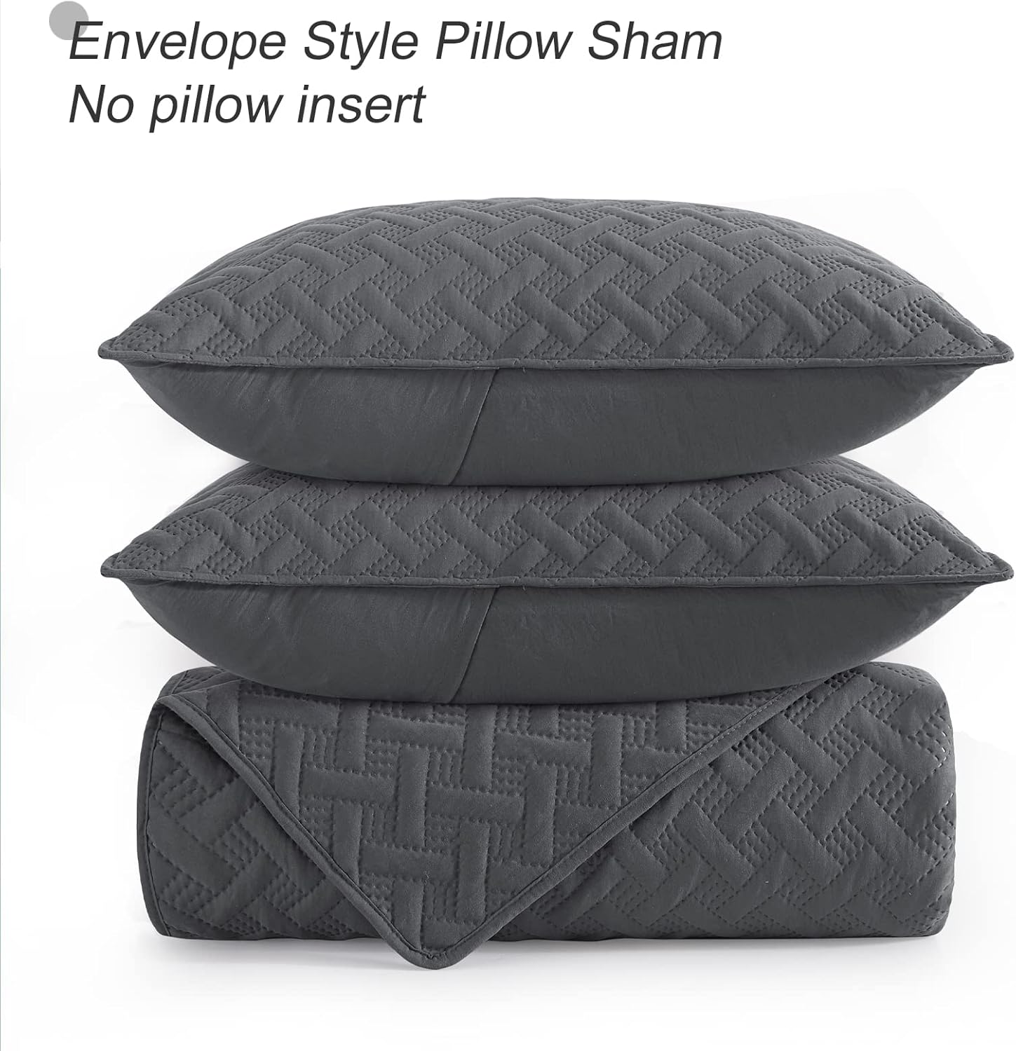 Exclusivo Mezcla Soft Quilt Set Queen Full Size, 3 Pieces Lightweight Quilts Grey Bedspreads Coverlets Bedding Set for All Seasons, Weave Pattern - Grand Goldman