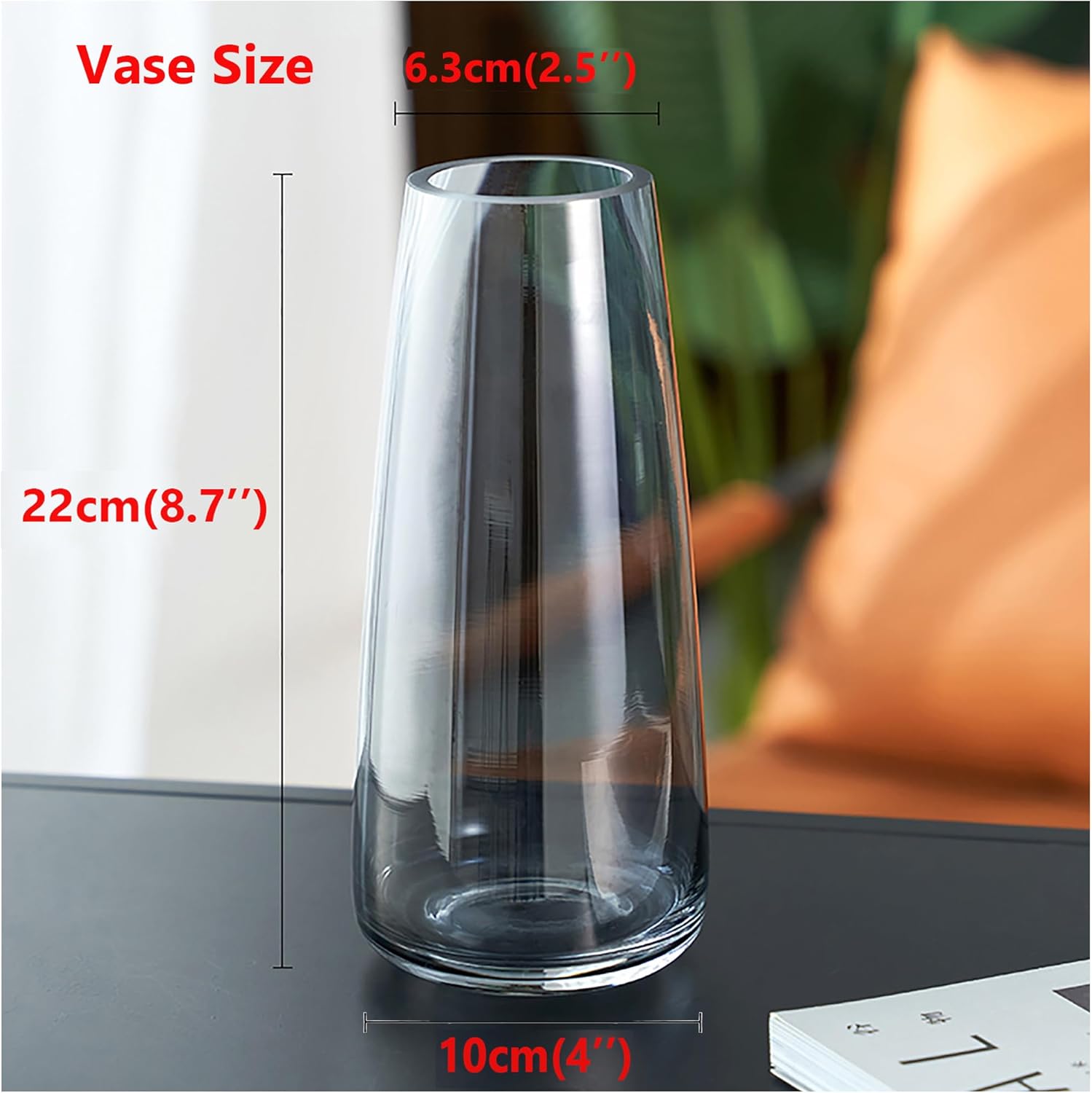 FANTESTICRYAN Modern Glass Vase Irised Crystal Clear Glass Vase for Home Office Decor (Crystal Grey) - Grand Goldman