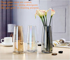FANTESTICRYAN Modern Glass Vase Irised Crystal Clear Glass Vase for Home Office Decor (Crystal Grey) - Grand Goldman