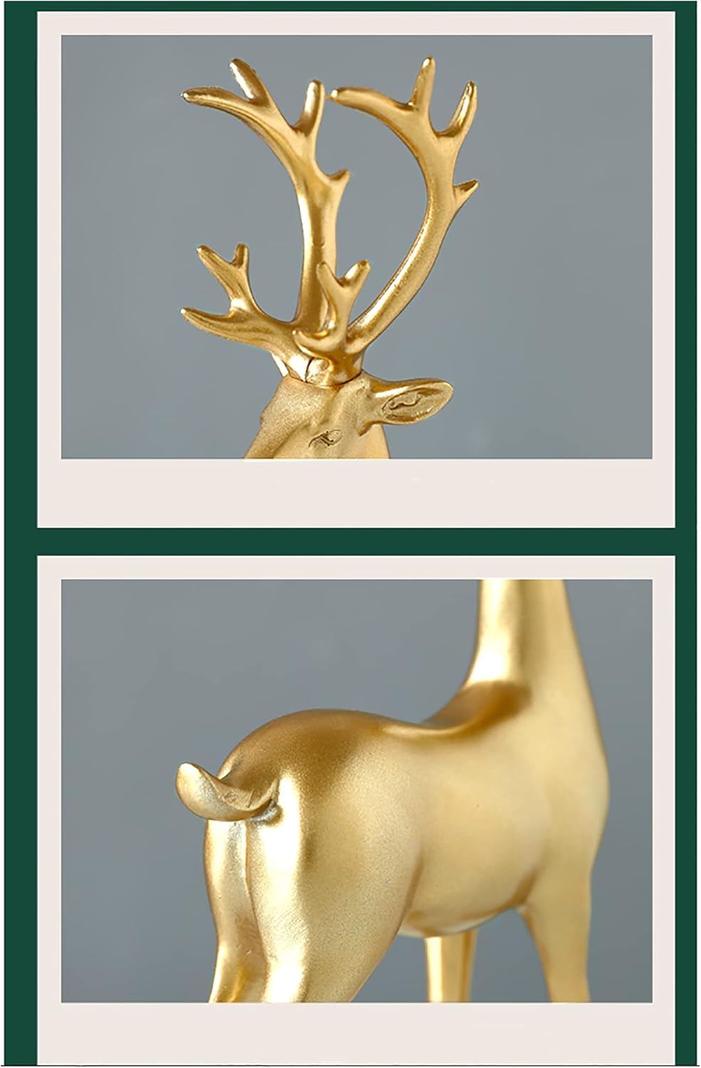FANTESTICRYAN Small Reindeer Sculpture Resin Christmas Reindeer Elk 2pcs Christmas Home Decor Statues for Living Room, Bedroom, Office Desktop, Cabinets (Golden Small) - Grand Goldman